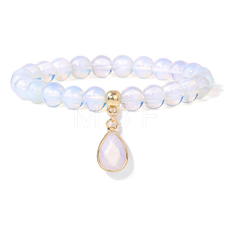 Synthetic Opalite Beaded Stretch Bracelets PW-WGB60EB-05-1