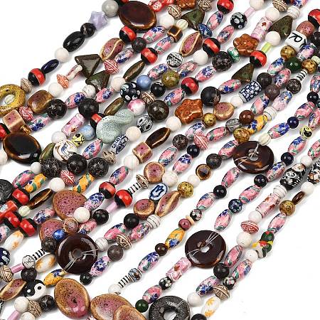 Mixed Style Handmade Porcelain Beads Strands PORC-P038-02M-1