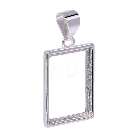 1Pc 925 Sterling Silver Pendant Cabochon Settings STER-BC0002-77A-1