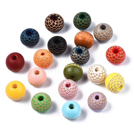 Painted Natural Wood Beads WOOD-S057-072-1