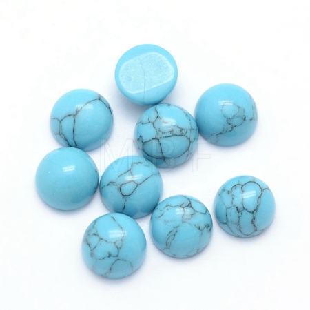 Synthetic Turquoise Cabochons G-P393-R13-6mm-1