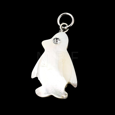Natural White Shell & Crystal Rhinestone Pendants SH-CBAC52B-01F-1