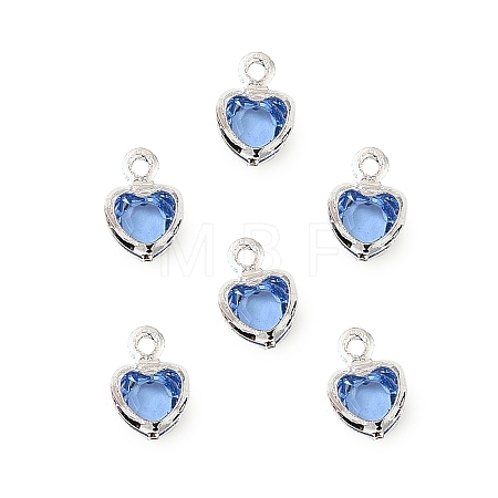 Heart Brass Glass Charms KK-S385-01S-10-1
