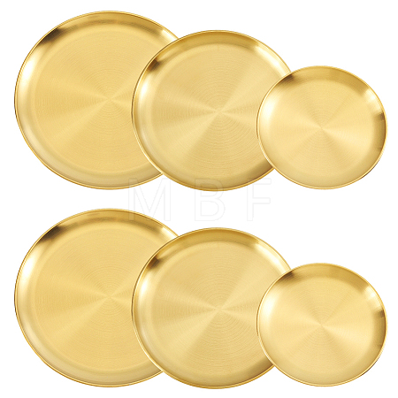 6Pcs 3 Styles Round 201 Stainless Steel Jewelry Storage Trays for Rings AJEW-NB0009-43-1