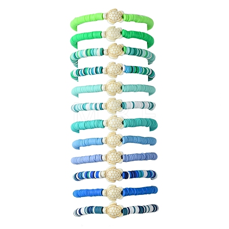 12Pcs Adjustable Synthetic Turquoise Tortoise Anklets AJEW-AN00615-1