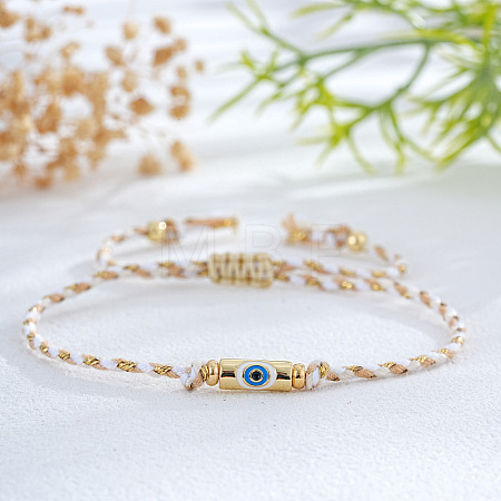 Brass Enamel Evil Eye Beaded Braided Bracelets FU6663-4-1
