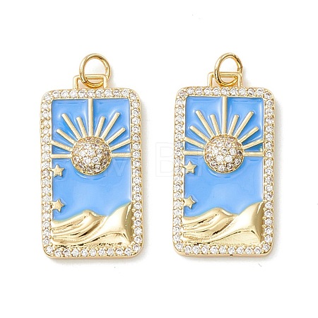Rack Plating Brass Micro Pave Clear Cubic Zirconia Pendants KK-D073-24G-02-1