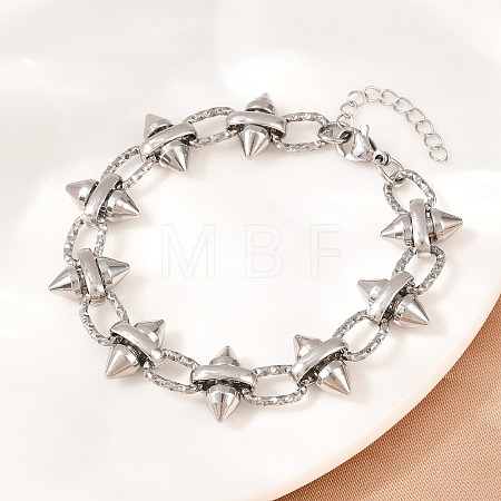Punk 304 Stainless Steel Spiked Link Chain Bracelets for Women SA-H001-21P-1