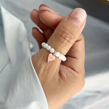 Glass with Natural Shell Finger Rings FS-WG996D5-01-1