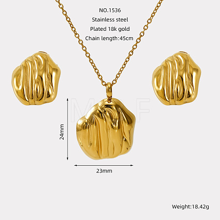 304 Stainless Steel Pendant Necklaces & Stud Earrings FS-WG14082-08-1
