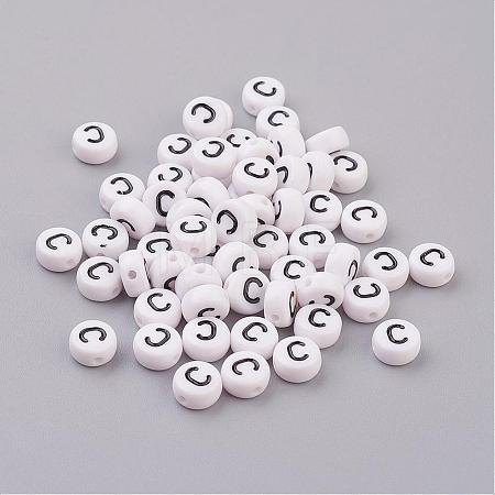Acrylic Horizontal Hole Letter Beads X-PL37C9070-C-1