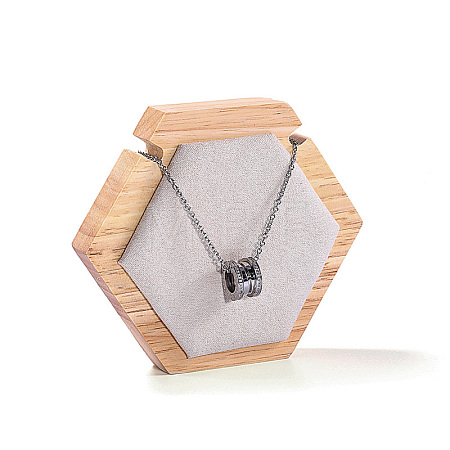 Hexagon Wood Covered with Velvet One Necklace Display Stands PAAG-PW0008-005B-03-1