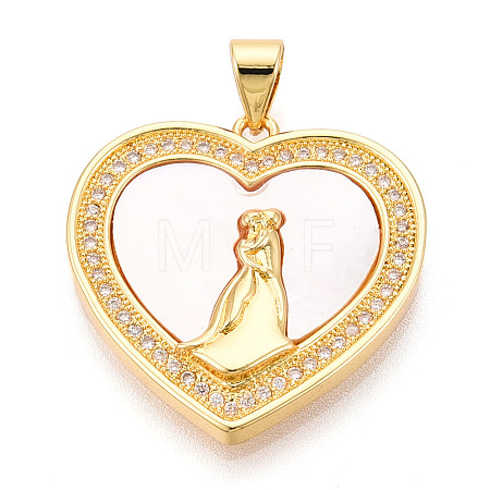 Brass Micro Pave Clear Cubic Zirconia Pendants KK-N268-25G-1