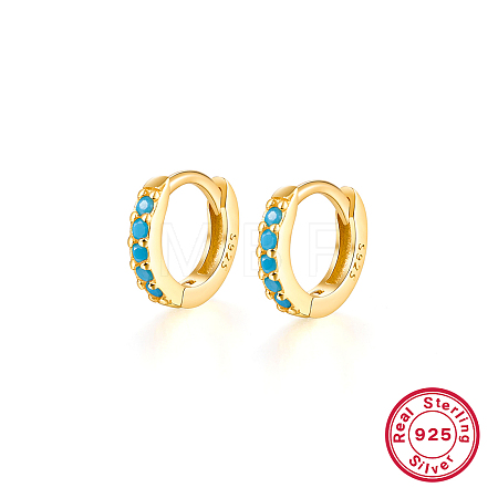 925 Silver Zircon Round Hoop Earrings Unisex Geometric Stylish Jewelry KO3739-14-1
