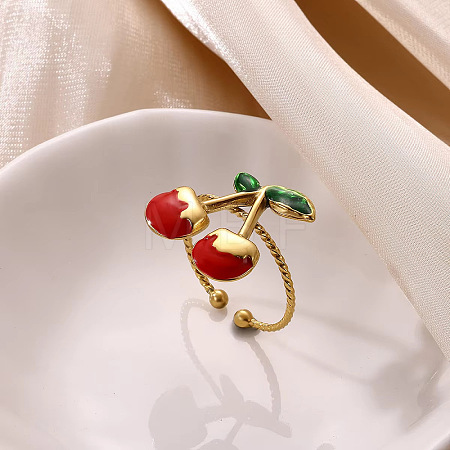 Fruit 304 Stainless Steel Enamel Cuff Open Rings WGD941B-01-1