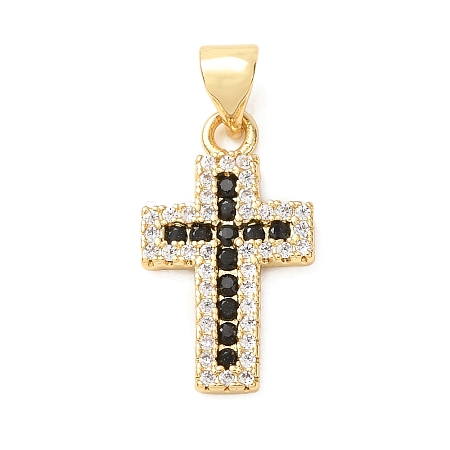 Brass Micro Pave Cubic Zirconia Pendants CU-CJC290F-01C-G-RS-1