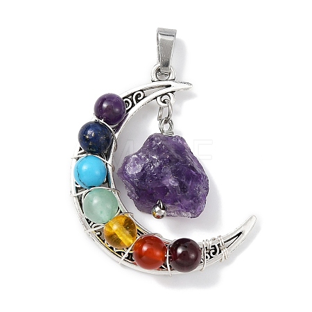 7 Chakra Gemstone Round Pendants PALLOY-JF02402-02-1