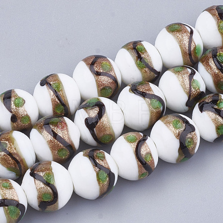 Handmade Gold Sand Lampwork Beads LAMP-T006-02K-1
