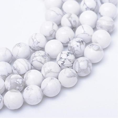 Round Natural Howlite Bead Strands G-R345-4mm-18-1
