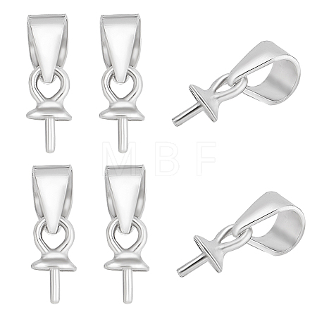 6Pcs Anti-Tarnish Rhodium Plated 925 Sterling Silver Snap on Bails STER-HY0001-07P-1