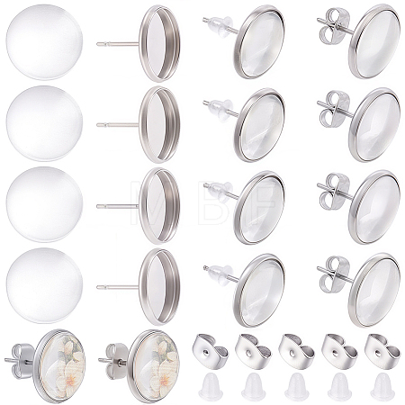 50Pcs 304 Stainless Steel Flat Round Stud Earring Settings STAS-BBC0010-39A-1