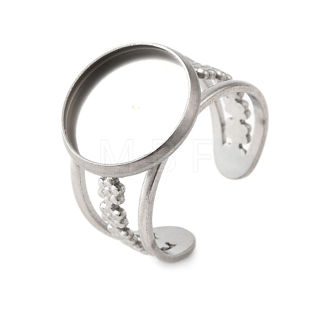 304 Stainless Steel Cuff Ring Components STAS-V012-01C-P-1