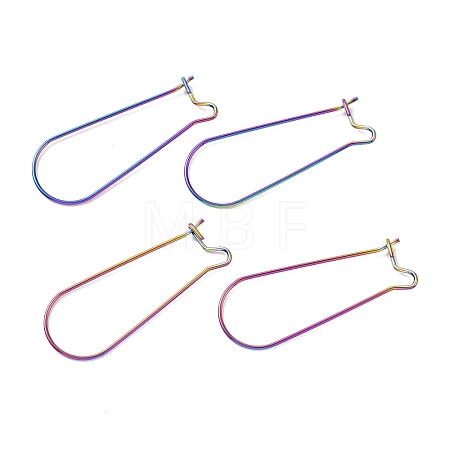 Ion Plating(IP) 304 Stainless Steel Hoop Earrings Findings Kidney Ear Wires STAS-L216-22A-RS-1