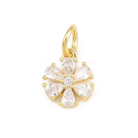 Brass Micro Pave Clear Cubic Zirconia Charms KK-E798-02E-G-1