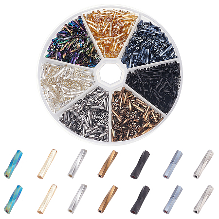 1260Pcs 7 Style Glass Twisted Bugle Beads SEED-PH0001-55-1