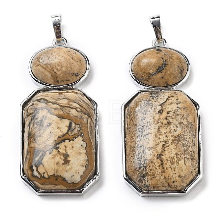 Natural Picture Jasper Human Body Shaped Pendants G-P552-03P-10-1