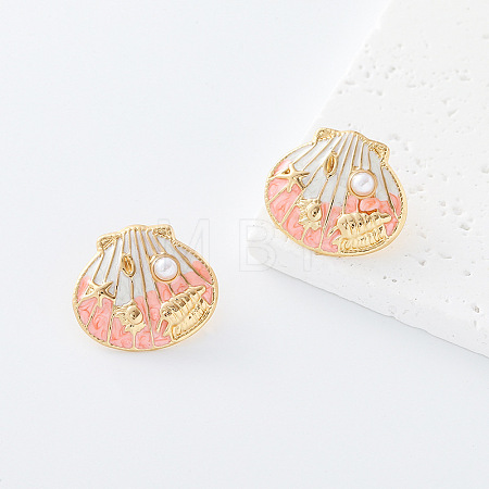 304 Stainless Steel Enamel Stud Earrings for Women VU1014-5-1