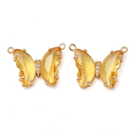 Brass Pave Faceted Glass Connector Charms FIND-Z020-03O-1