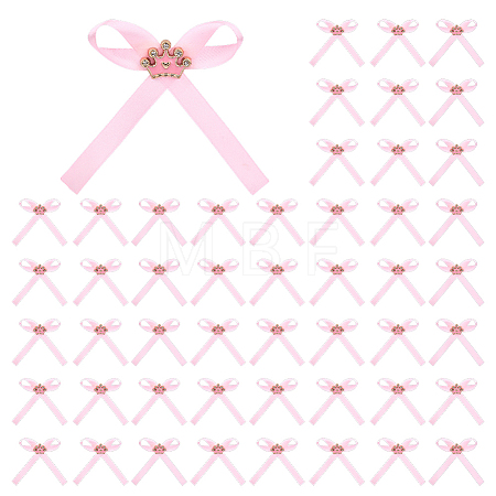 50Pcs Crown with Bowknot Alloy Polyester Single Face Satin Ribbon Garment Accessories JEWB-PH01301-1