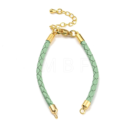 Leather Braided Cord Link Bracelets MAK-K022-01G-03-1