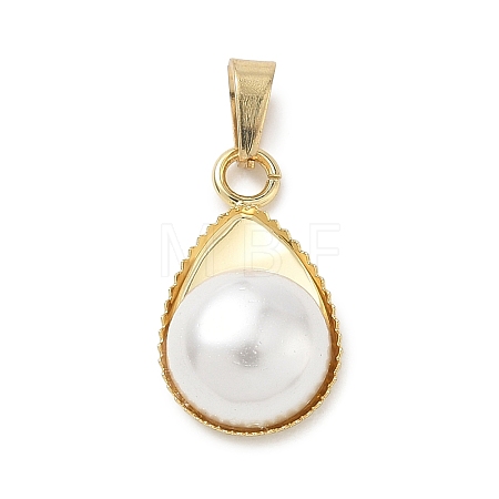 Brass & Shell Pearl Pendants PALLOY-JF05622-1