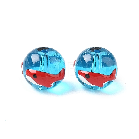 Ocean Theme Handmade Glass Enamel Beads LAMP-D304-02B-1