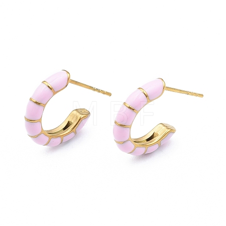 Enamel C-shape Stud Earrings EJEW-N052-05B-1