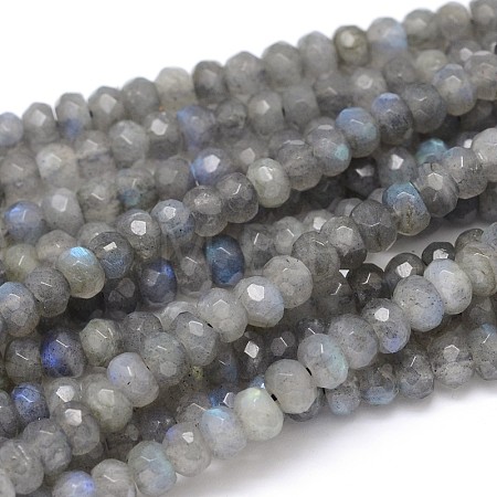 Natural Labradorite Rondelle Bead Strands G-O095-04-A-1