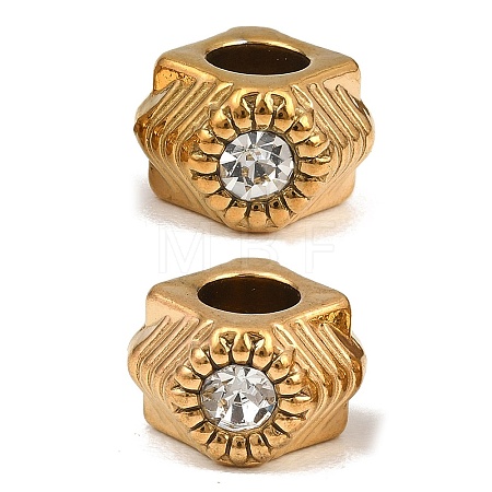 304 Stainless Steel Rhinestone European Beads RB-CBA72D5-04G-02-1