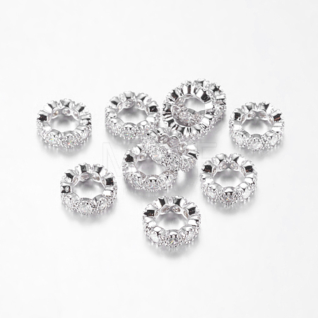 Brass Cubic Zirconia European Beads ZIRC-F001-109P-1