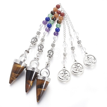 Chakra Jewelry Natural Tiger Eye Cone Dowsing Pendulums G-G771-E04-1