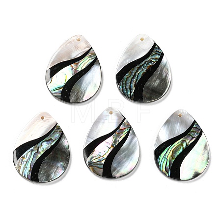 Natural Freshwater Shell & Black Lip Shell & Paua Shell & Natural White Shell Pendants BSHE-G034-05-1