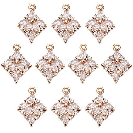 10Pcs Brass Micro Pave Cubic Zirconia Pendants KK-BC0014-59-1