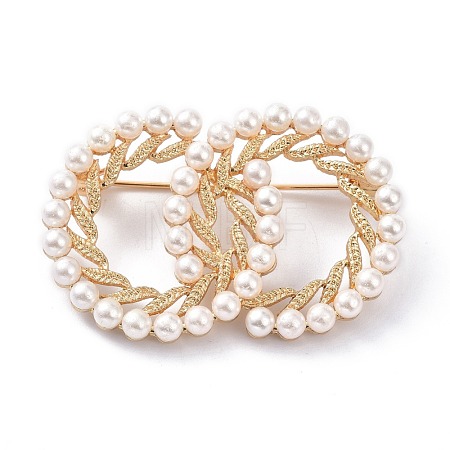 Plastic Imitation Pearl Beads Brooch JEWB-D007-03G-1