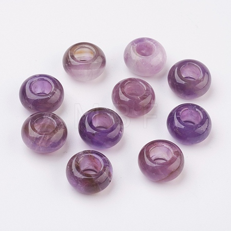Natural Amethyst European Beads G-G740-14x8mm-13-1