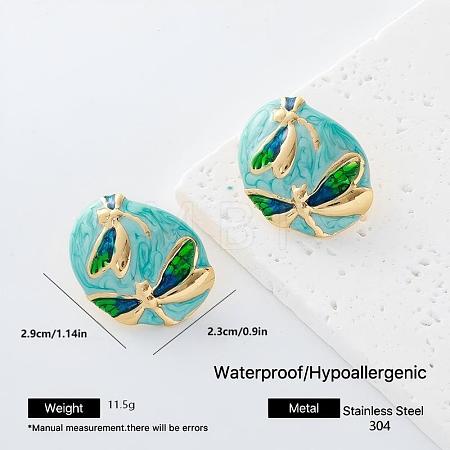 304 Stainless Steel Enamel Stud Earrings for Women FA1255-4-1
