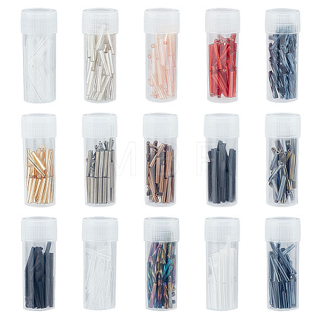 495Pcs 15 Colors Glass Bugle Beads SEED-ME0001-16-1