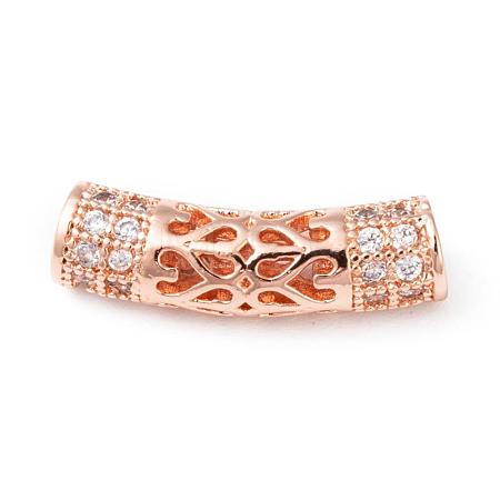 Brass Micro Pave Cubic Zirconia Beads ZIRC-F001-66RG-1