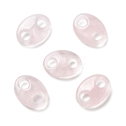 Natural Rose Quartz Connector Charms G-P467-01B-1