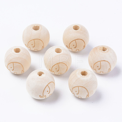 Unfinished Natural Wood European Beads WOOD-S057-003A-1